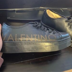 Valentino black womens Dalia platform sneakers, size 8